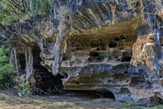Cave entrance and rock formation in the Lapinha da Serra region in the state of Minas Gerais,