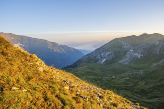 Sunrise in the Mountains at Hochalpenstraße, view from Fuscher Törl, Pinzgau, Salzburg, Austria,