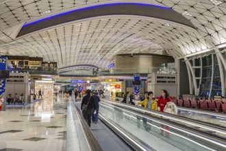 People mover inside of the Hong Kong International Airport in Hong Kong, China, Asia