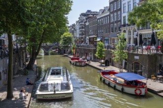 The old town centre of Utrecht, Oudegracht, around 2 km long with many old houses, shops,