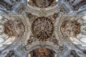 Interior of the baroque Basilica of St Alexander and Theodor, Ottobeuren, Unterallgäu, Bavaria,