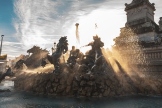 The majestic monument aux girondins fountain, located in place des quinconces, bordeaux, is