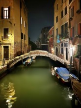 Boats and gondolas on a canal in Venice, lagoon city of Venice, Veneto, Italy, Europe