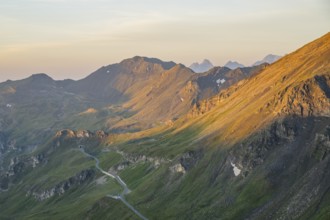 Sunrise in the Mountains at Hochalpenstraße, view from Fuscher Törl, Pinzgau, Salzburg, Austria,