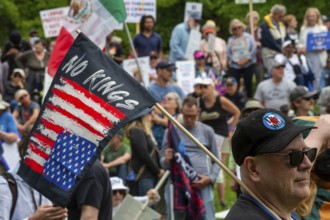 Detroit, Michigan USA - 14 June 2025 - Thousands gathered for a 'No Kings' rally, protesting