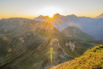 Sunrise in the Mountains at Hochalpenstraße, view from Fuscher Törl, Pinzgau, Salzburg, Austria,