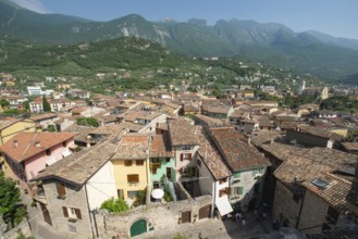 Mediterranean roofs from Scaliger Castle, Malcesine, Veneto, Italy, Europe