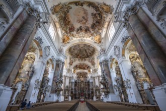 Interior of the baroque Basilica of St Alexander and Theodor, Ottobeuren Monastery, Ottobeuren,