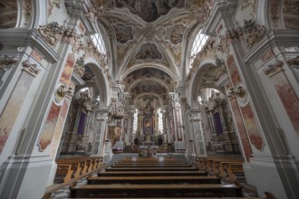 Interior of the collegiate basilica, Neustift St Margarethen, Vahrn, district of Bozen, South