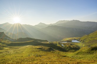Sunrise in the Mountains at Hochalpenstraße, view from Fuscher Törl, Pinzgau, Salzburg, Austria,