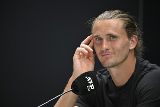 Press conference, PK, portrait, Alexander Zverev GER, smiles, tennis, ATP 250, BOSS Open 2025,
