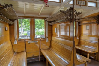 Historic compartment of the Prussian train steam railway Minden Germany