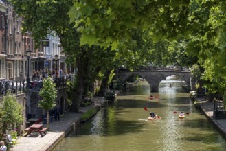 The old town centre of Utrecht, Oudegracht, around 2 km long with many old houses, shops,