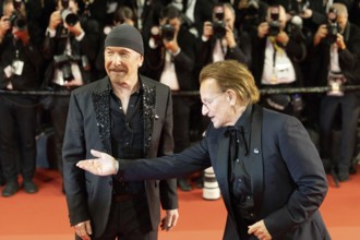 Cannes, France - 16.5.2024: The Edge and Bono of the 78th Cannes International Film Festival on the