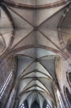 Gothic vaulted ceiling of the Church of Our Lady, built from 1352 to 1362, Nuremberg, Middle