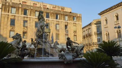 Piazza Archimede, Fontana di Diana, Diana Fountain, Baroque fountain with sculptures of horses and