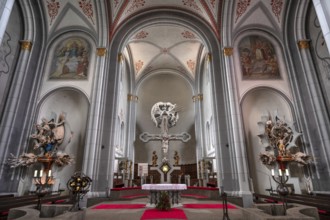 Side altars and chancel with the high altar crucifix, early 19th century, Parish Church of St Peter