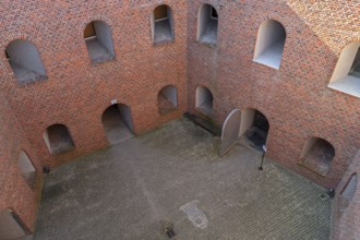 Pentagonal inner court at Fort Napoleon, polygonal fort of the Napoleonic era in the dunes at