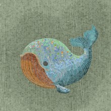 Cute little whale vector mosaic background