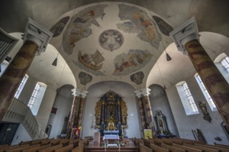 Chancel of St Vitus Church, rotunda in neo-Romanesque style built in 1891, Burglengenfeld, Upper