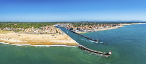 Panorama of Capbreton from a drone, Landes, Nouvelle-Aquitaine, France, Europe