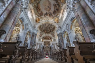 Interior of the baroque Basilica of St Alexander and Theodor, Ottobeuren Monastery, Ottobeuren,