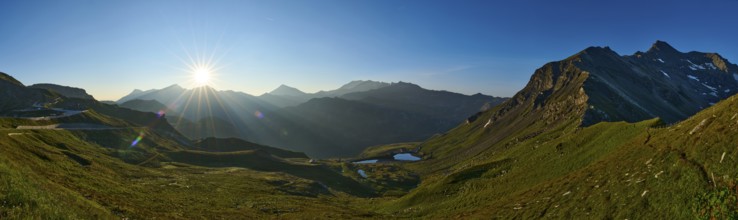Sunrise in the Mountains at Hochalpenstraße, view from Fuscher Törl, Pinzgau, Salzburg, Austria,
