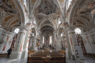 Interior of the collegiate basilica, Neustift St Margarethen, Vahrn, district of Bozen, South
