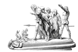 The Seven Swabians, sculpture after a fairy tale by A. Bartholdi, u, 1870, Historical, digitally