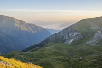 Sunrise in the Mountains at Hochalpenstraße, view from Fuscher Törl, Pinzgau, Salzburg, Austria,