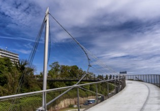 Balcony facing the sea, bridge from the Sassnitz circular path at the harbour, Sassnitz, Rügen,