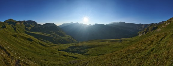 Sunrise in the Mountains at Hochalpenstraße, view from Fuscher Lacke, Pinzgau, Salzburg, Austria,
