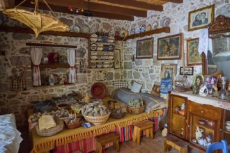 Niotis Restaurant, Rustic cuisine with earthenware crockery, handmade decorations and antique