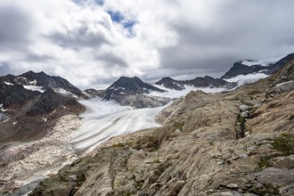 High mountain landscape with glacier tongue of the Übeltalferner, Stubai Alps, South Tyrol, Italy,