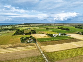 Fields and Grape plantations from a drone, Saint-Clement-des-Baleines, Atlantic, France, Europe