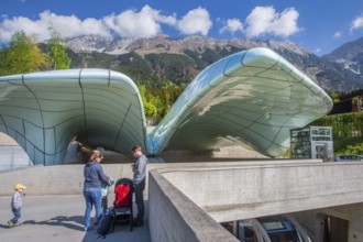 Mountain station of the Hungerburg cable car designed by architect Zaha Hadid, Innsbruck, Inntal,