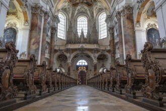 Organ loft of the baroque Basilica of St Alexander and Theodor, Ottobeuren Monastery, Ottobeuren,