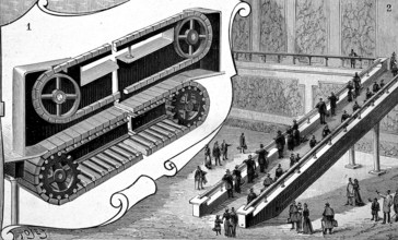 Conveyor belt, automatic staircase for people at Cortland Street station, New York, America,