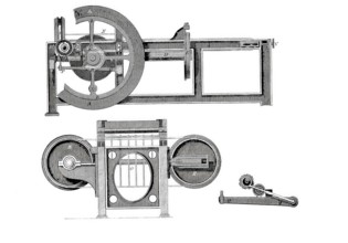 Sugar cutter machine, by Leon Gauchet, historical, digitally enhanced reproduction of a model from