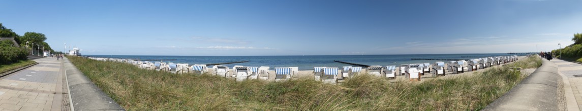 Panorama, Beach, Beach chairs, Kühlunsborn Ost, Baltic Sea, Baltic seaside resort, Kühlungsborn,