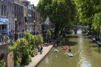 The old town centre of Utrecht, Oudegracht, around 2 km long with many old houses, shops,