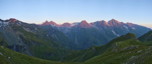Sunrise in the Mountains at Hochalpenstraße, view from Fuscher Törl, Pinzgau, Salzburg, Austria,