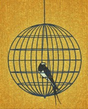 Caged bird vector mosaic art composition