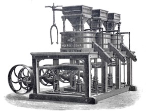 Milling, agriculture, Transportable mill with three pairs of stones for processing grain, by Hoerde