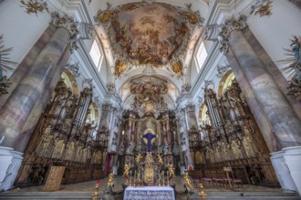 Chancel of the baroque Basilica of St Alexander and Theodor, Ottobeuren Monastery, Ottobeuren,