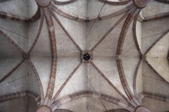 Gothic vaulted ceiling of the Church of Our Lady, built from 1352 to 1362, Nuremberg, Middle