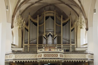 Organ of the UNESCO St. Mary's Church, interior view, town church, market square, Luther city