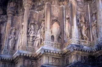 14th century Vidyashankara temple in Sringeri, Karnataka, South India, India, Asia. The niches in
