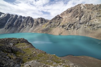 Landscape of Ala-Kul lake in Tien Shan mountains, Kyrgyzstan, Asia