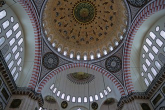 ISTANBUL, TURKEY - MAY 28 : Interior view of the Suleymaniye Mosque in Istanbul Turkey on May 28,